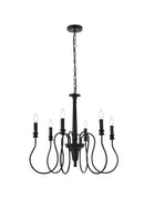 Elegant Lighting - LD7044D26BK - Six Light Pendant - Flynx - Black