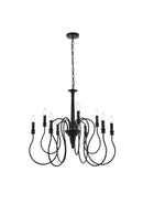 Elegant Lighting - LD7045D30BK - Nine Light Pendant - Flynx - Black