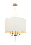 Four Light Pendant<br /><span style="color:#4AB0CE;">Entrega: 4-10 dias en USA</span><br /><span style="color:#4AB0CE;font-size:60%;">PREGUNTE POR ENTREGA EN PANAMA</span><br />Collection: Secret Agent<br />Finish: Painted Gold/White Leather