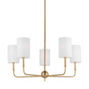 Five Light Chandelier<br /><span style="color:#4AB0CE;">Entrega: 4-10 dias en USA</span><br /><span style="color:#4AB0CE;font-size:60%;">PREGUNTE POR ENTREGA EN PANAMA</span><br />Collection: Foxdale<br />Finish: Satin Brass