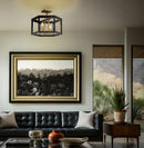 Four Light Semi Flush Mount<br /><span style="color:#4AB0CE;">Entrega: 4-10 dias en USA</span><br /><span style="color:#4AB0CE;font-size:60%;">PREGUNTE POR ENTREGA EN PANAMA</span><br />Collection: UNION ESTATES<br />Finish: Coal And Soft Brass
