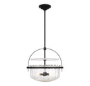 Four Light Convertible Semi-Flush/Pendant<br /><span style="color:#4AB0CE;">Entrega: 3-4 semanas en USA</span><br /><span style="color:#4AB0CE;font-size:60%;">PREGUNTE POR ENTREGA EN PANAMA</span><br />Collection: Denmar<br />Finish: Matte Black