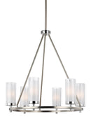 Six Light Chandelier<br /><span style="color:#4AB0CE;">Entrega: 4-10 dias en USA</span><br /><span style="color:#4AB0CE;font-size:60%;">PREGUNTE POR ENTREGA EN PANAMA</span><br />Collection: Jonah<br />Finish: Satin Nickel / Chrome