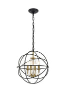 Elegant Lighting - LD5055D16BRB - Four Light Pendant - Wallace - Matte Black and Brass
