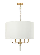 Four Light Pendant<br /><span style="color:#4AB0CE;">Entrega: 4-10 dias en USA</span><br /><span style="color:#4AB0CE;font-size:60%;">PREGUNTE POR ENTREGA EN PANAMA</span><br />Collection: Secret Agent<br />Finish: Painted Gold/White Leather