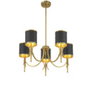 Five Light Chandelier<br /><span style="color:#4AB0CE;">Entrega: 4-10 dias en USA</span><br /><span style="color:#4AB0CE;font-size:60%;">PREGUNTE POR ENTREGA EN PANAMA</span><br />Collection: Quincy<br />Finish: Matte Black with Warm Brass