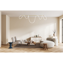 LÁMPARA DE TECHO COLGANTE DECORATIVA MODERNA LED 45W,TONALIDAD CALIDA 3000K, 110-240V, 50-60HZ, IP20,  L-2MTS H-1.2MTS, ACABADO DORADO.