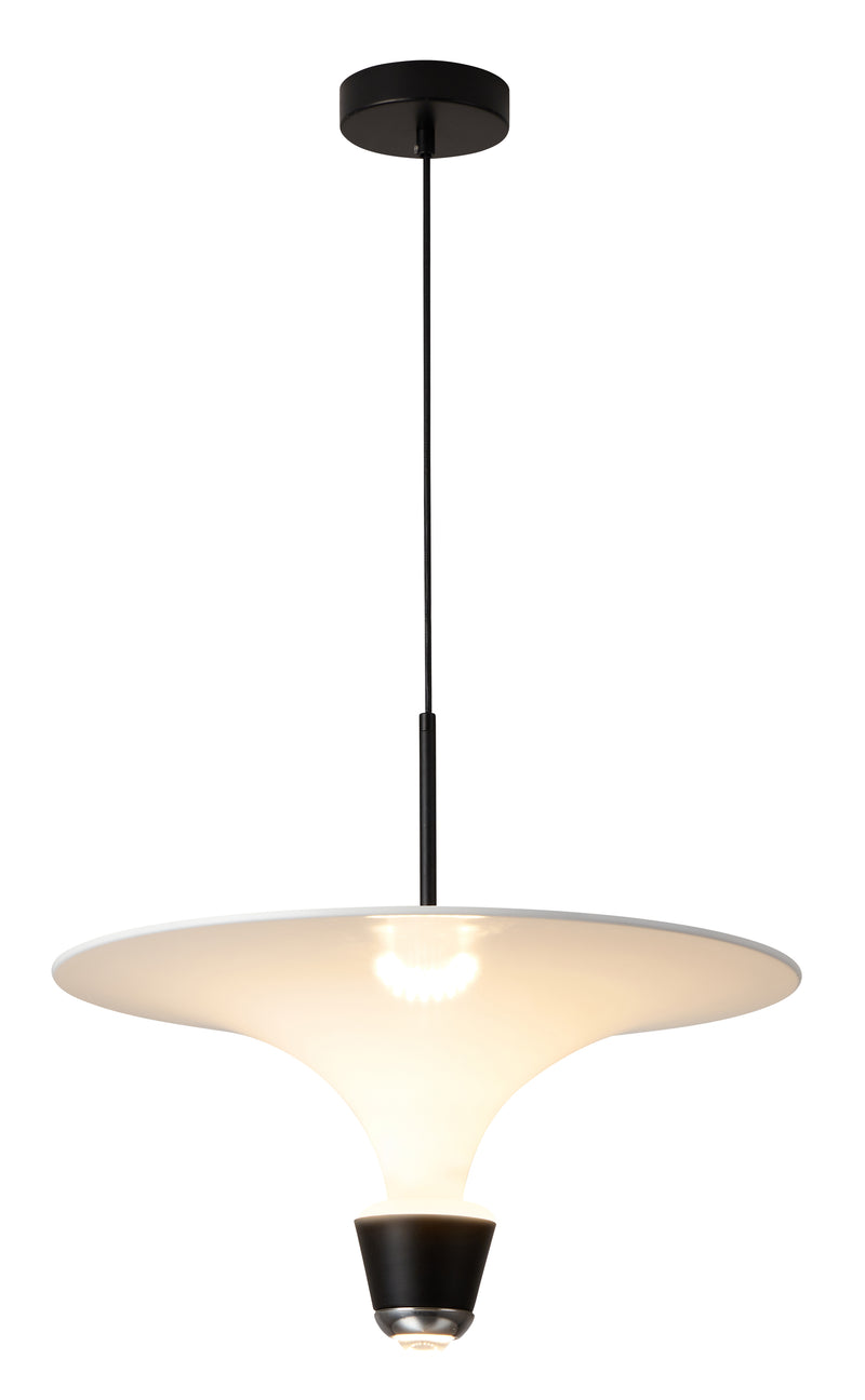 LÁMPARA DE TECHO COLGANTE LED 16W, TONALIDAD DE LUZ 3000K 110-240V/50-60HZ ACABADO BLANCO + NEGRO MATE.