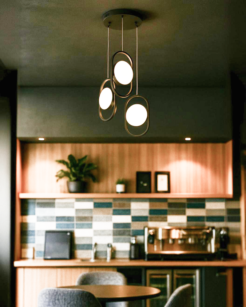 LÁMPARA MODERNA DE TECHO COLGANTE LED 23W, TONALIDAD 3000K 110-240V, GRADO DE PROTECCION 1P20.