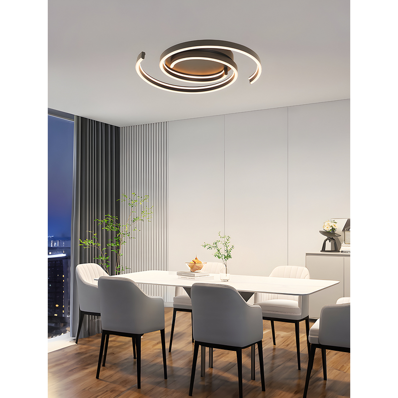 LÁMPARA DE TECHO MODERNA DECORATIVA LED 82W, INTERRUPTOR CCT 30K,40K,60K,  110-240V, 50-60HZ, ACABADO NEGRO.