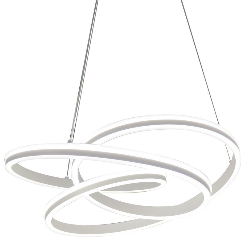 LÁMPARA DE TECHO COLGANTE DECORATIVA LED 102W, INTERRUPTOR CCT, 30K,40K,60K, 110-240V, 50-60HZ, GRADO DE PROTECCION IP20, ACABADO BLANCO.