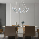 LÁMPARA DE TECHO COLGANTE DECORATIVA LED 25W, INTERRUPTOR CCT PARA ELEGIR TONALIDAD DE LUZ: 30K,40K,60K, 110-240V, 50-60HZ, GRADO DE PROTECCION IP20, PROTECCION IP20, ACABADO PLATEADO.