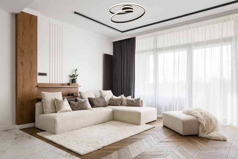 LÁMPARA DE TECHO DECORATIVA LED 28W, INTERRUPTOR CCT PARA ELEGIR TONALIDAD DE LUZ: 30K,40K,60K, 110-240V, 50-60HZ, GRADO DE PROTECCION IP20, ACABADO NEGRO.