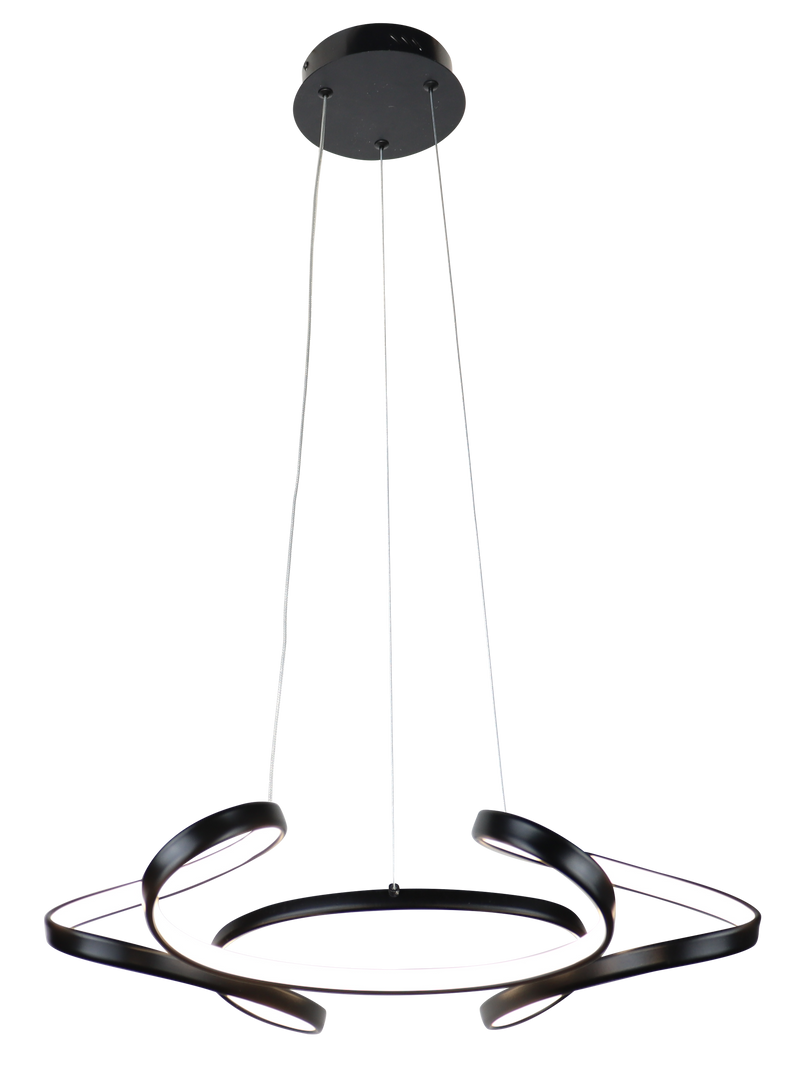 LÁMPARA DE TECHO COLGANTE MODERNA DECORATIVA LED 33W, CCT: 30K,40K,60K, 110-240V, 50-60HZ, GRADO DE PROTECCION IP20, ACABADO NEGRO.