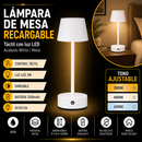Lámpara De Mesa Con Luz Led Recargable Táctil 2W cct: 30K,40K,60K  Acabado White/ Metal.