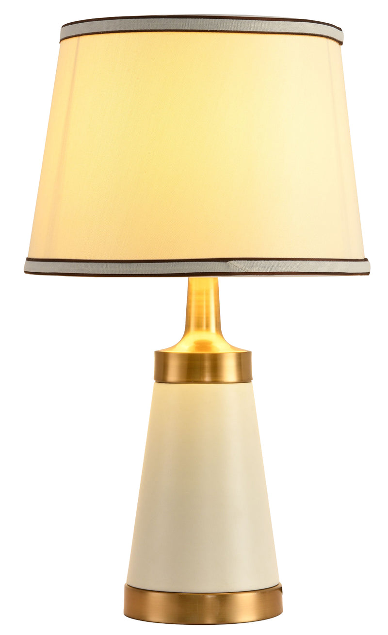 LÁMPARA DE MESA DECORATIVA 1XE27-40W, IP20, ACABADO BLANCO +  PANTALLA BEIGE.