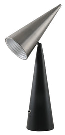 LÁMPARA DE MESA DECORATIVA DE ESCRITORIO 1XGU10 -20W, GRADO DE PROTECCION IP20, ACABADO NEGRO + NIQUEL SATINADO.