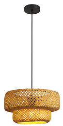 LÁMPARA DE TECHO COLGANTE DECORATIVA 1XE27-40W (NO INCLUIDO) 50-60HZ, GRADO DE PROTECCION IP20,  ACABADO RATAN + NEGRO.