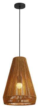 Lámpara Colgante Decorativa 1Xe27-40W Acabado Black/Ratan.