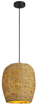 LÁMPARA DE TECHO COLGANTE DECORATIVA 1XE27-40W (NO INCLUIDO) 110-240V 50-60HZ, GRADO DE PROTECCION IP20, ACABADO RATAN * NEGRO.