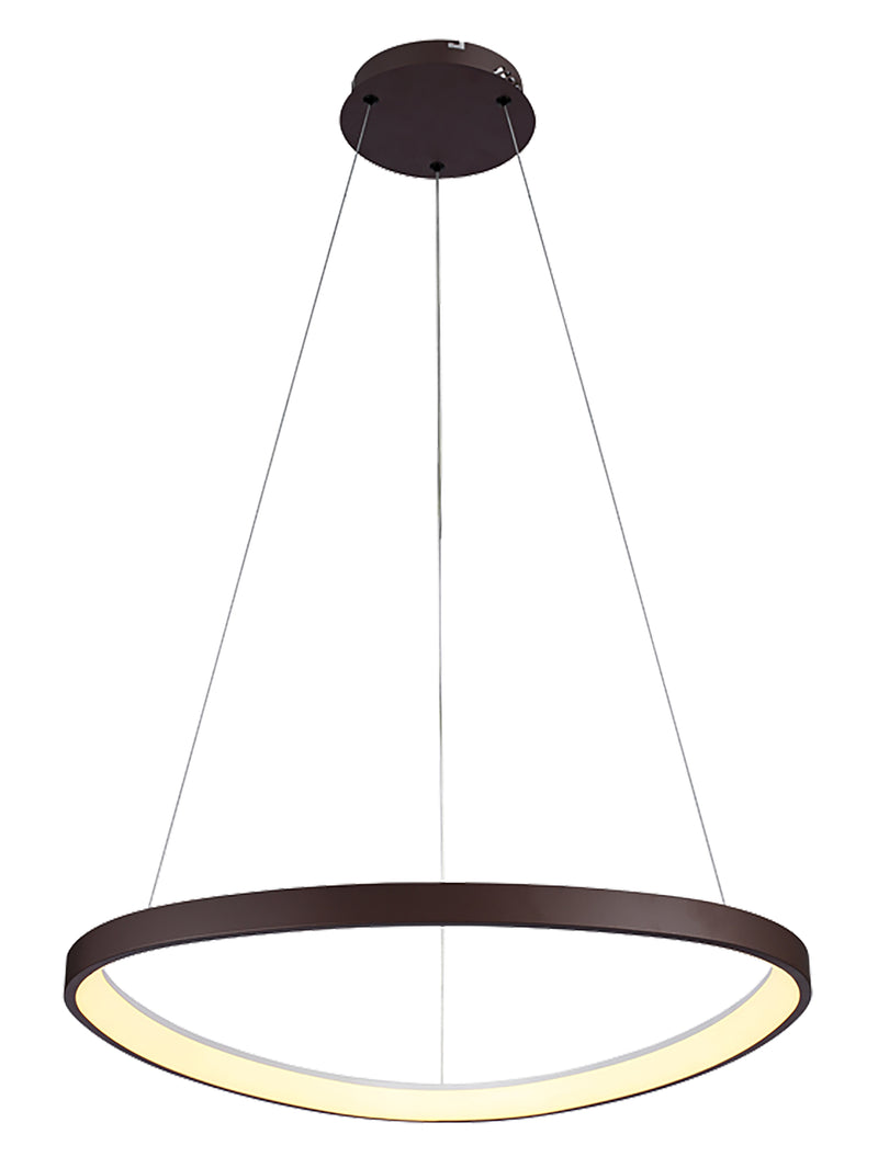 LÁMPARA DE TECHO COLGANTE DECORATIVA  LED 28W, TONALIDAD 3000K, 110-240V, 50-60HZ, ACABADO CAFE.