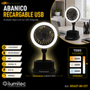 Abanico Recargable De Mesa Con Luz Led 8W Cct:30k,40k,60k Dimeable 3 velocidades.