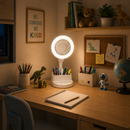 Abanico Recargable De Mesa Con Luz Led 8W Cct:30k,40k,60k Dimeable 3 velocidades.