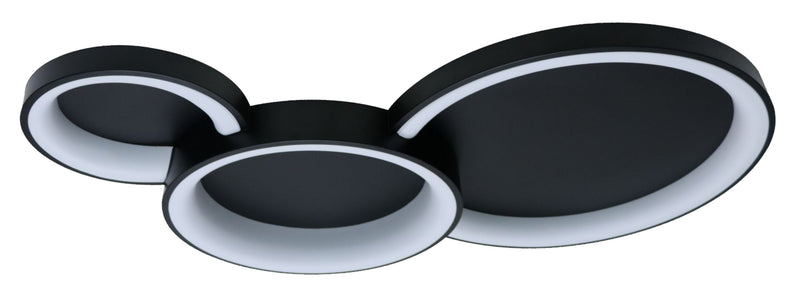 LÁMPARA DE TECHO DECORATIVA LED 72W, INTERRUPTOR PARA ELEGIR TONALIDAD DE LUZ CCT: 30K, 40K,60K, 110-240V, 50-60HZ, GRADO DE PROTECCION IP20, ACABADO NEGRO.