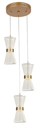 Lámpara Colgante Decorativa Con Luz Led 21W Acabado Golden / Metal Acrílico.
