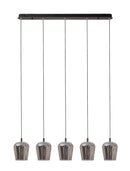 LÁMPARA DE TECHO COLGANTE DECORATIVA LED 22W, TONALIDAD 2700K, 110-240V 50-60HZ, ACABADO NEGRO + VIDRIO  SMOKY.