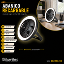 Abanico Recargable Con Luz Led 5W Cct: 5000k Dimeable 3 Velocidades.