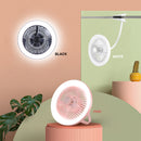 ABANICO CON CLIP Y LÁMPARA LED 5W, EMITE 100LM, 5V, 2A, TONALIDAD 5000K, CRI90, ACABADO NEGRO.