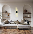 LÁMPARA PARED DECORATIVA LED 11W, 1260LM, 3000K, 110-240V, 50-60HZ, IP20, ACABADO CANOPY NEGRO+ GOLD BRASS.