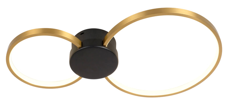 LÁMPARA DE TECHO DECORATIVA LED 20W, EMITE 2100LM, TONALIDAD DE 3000K, 110-240V 50-60HZ, ACABADO NEGRO BRASS + NEGRO.