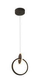 LÁMPARA DE TECHO COLGANTE DECORATIVA LED 15W, TONALIDAD DE 3000K, 110-240V, 50-60HZ, ACABADO NEGRO.