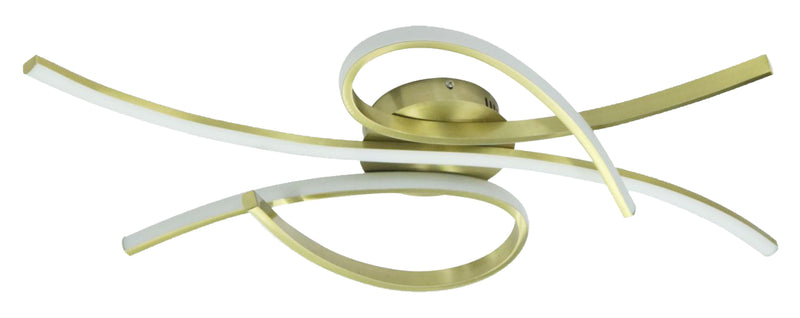 LÁMPARA DE TECHO LED 55W, TONALIDAD DE 3000K, 110-240V, 50-60HZ, GRADO DE PROTECCION IP20, ACABADO DORADO.