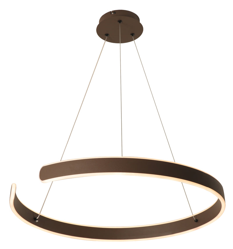 LÁMPARA DE TECHO COLGANTE DECORATIVA LED 50W, TONALIDAD DE 3000K, 110-240V, 50-60HZ, GRADO DE PRROTECCION IP20, ACABADO MARRON.