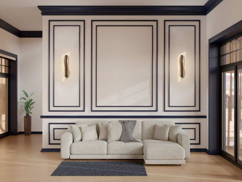 LÁMPARA DE PARED DECORATIVA LED 6W, TONALIDAD DE 3000K, 110-240V, 50-60HZ, GRADO DE PROTECCION IP20, ACABADO CAFE.