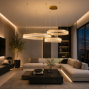 Lámpara Colgante Decorativa Con Luz Led 96W Acabado Golden/ Metal Acrílico.