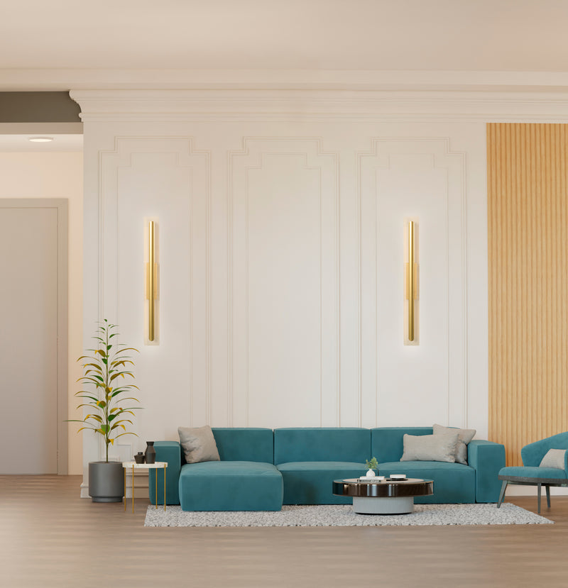 LÁMPARA DE PARED DECORATIVA LED 17W, TONALIDAD DE 3000K, 110-240V, 50-60HZ, GRADO DE PROTECCION IP20, ACABADO DORADO.