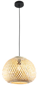 LÁMPARA DE TECHO COLGANTE 1XE27-40W (NO INCLUIDO) IP20, ACABADO BAMBU + NEGRO.