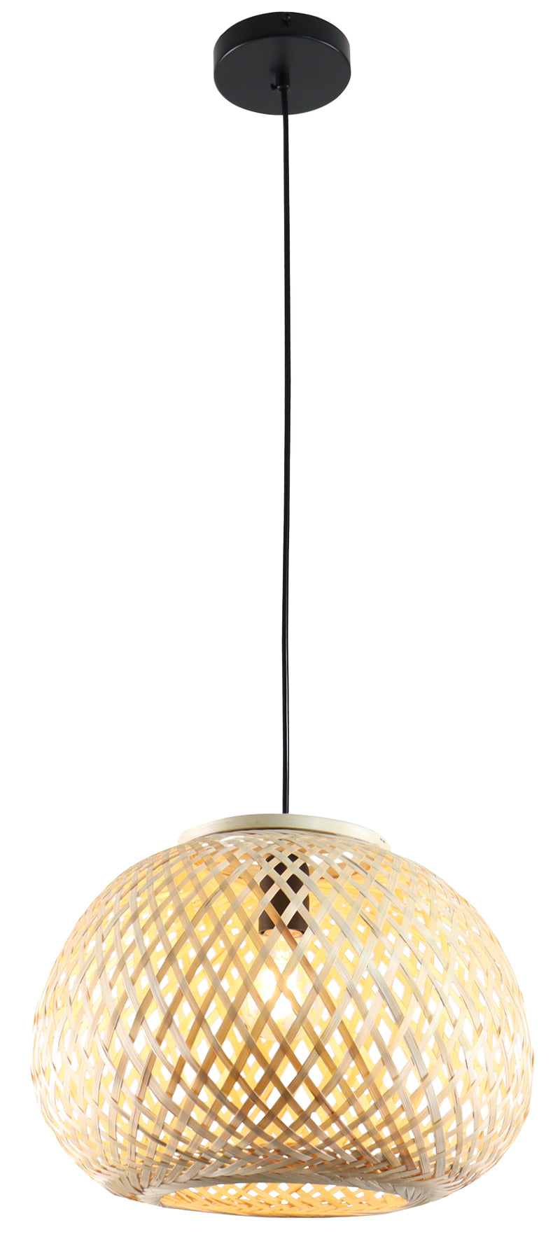 LÁMPARA DE TECHO COLGANTE 1XE27-40W (NO INCLUIDO) IP20, ACABADO BAMBU + NEGRO.