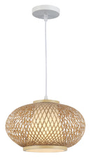 LÁMPARA  DE TECHO COLGANTE DECORATIVA 1XE27-40W, GRADO DE PROTECCION IP20, PANTALLA PVC +  ACABADO BAMBU.