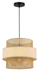 LÁMPARA DE TECHO COLGANTE DECORATIVA 1XE27-40W, 110-240V, 50-60HZ, GRADO DE PROTECCION IP20, PANTALLA RATAN DE PAPEL.