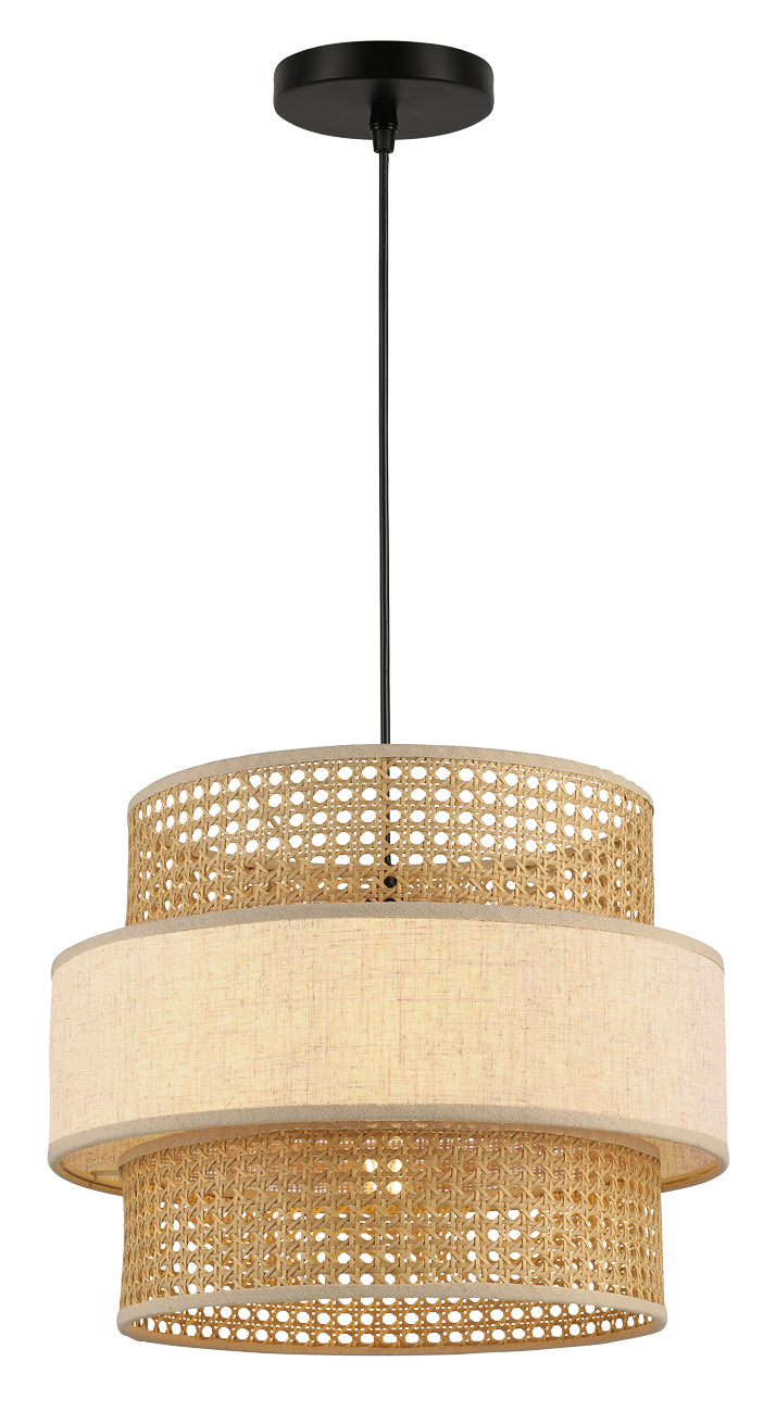 LÁMPARA DE TECHO COLGANTE DECORATIVA 1XE27-40W, 110-240V, 50-60HZ, GRADO DE PROTECCION IP20, PANTALLA RATAN DE PAPEL.