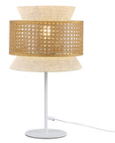 Lámpara De Mesa Decorativa 1Xe27-40W (No Incluido) Acabado White Beige/Ratan Papel.
