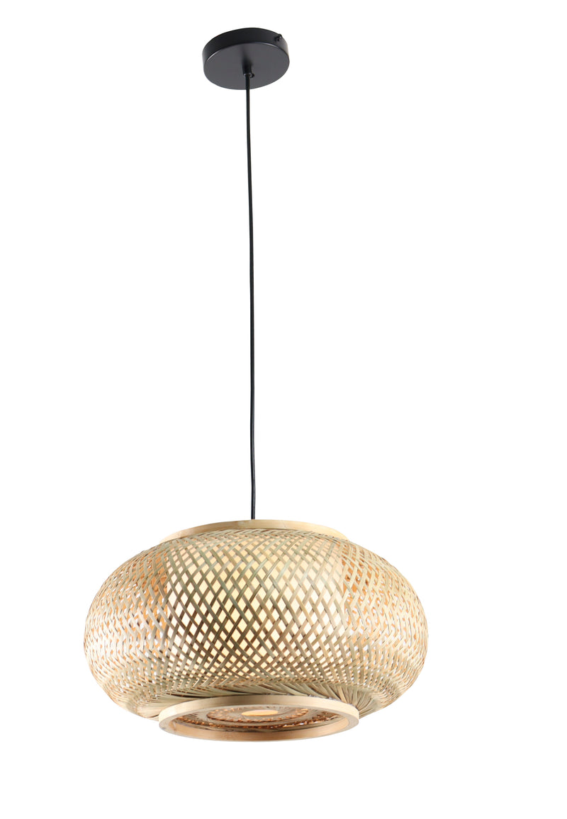 LÁMPARA DE TECHO COLGANTE DECORATIVA 1XE27-40W, 110-240V, 50-60HZ, GRADO DE PROTECCION IP20, ACABADO BAMBU.