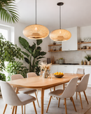 Lámpara Colgante Decorativa 1Xe27-40W ( Noincluido) Acabado Black Beige/ Metal Bambú.