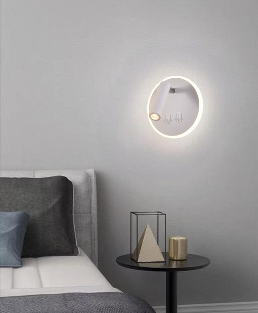 LÁMPARA DE  PARED DECORATIVA LED 10.5CM, TONALIDAD DE 3000K, 100-240V, 50-60HZ, GRADO DE PROTECCION IP20, ACABADO BLANCO.