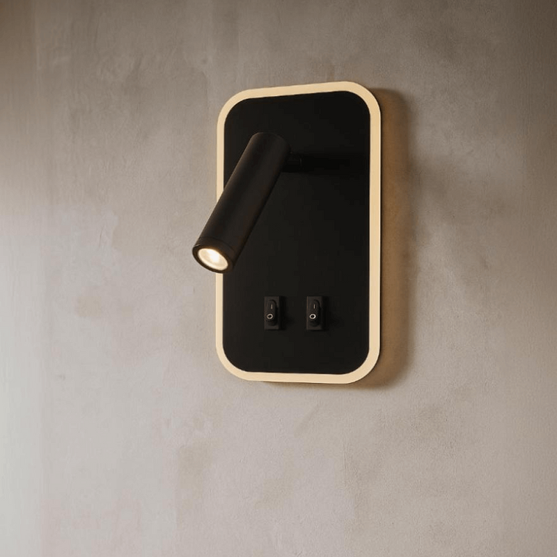 LÁMPARA DE PARED DECORATIVA LED 10.5W, TONALIDAD DE 3000K, 100-240V, 50-60HZ, GRADO DE PROTECCION IP20, ACABADO NEGRO.